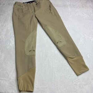 Equine Couture Patch Breeches Women‎ Sz 30 Beige Champion Front Zip Equestrian